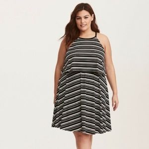 Torrid Plus Size 3X Black & White Jersey Twofer Tank Dress